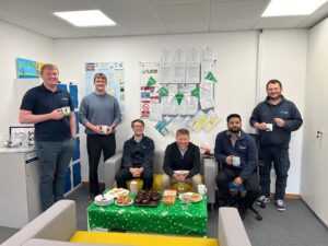 TNEI colleagues in Newcastle celebrating Macmillan Coffee Morning 2026